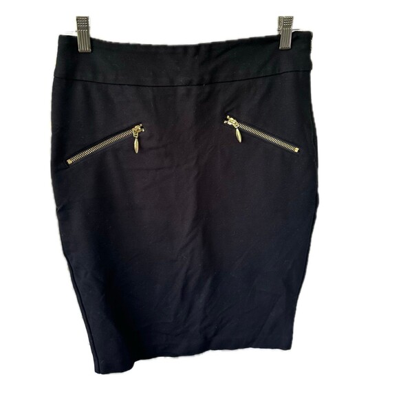 Juicy Couture Black Label Harper Ponte Slant Gold Zippers Bodycon Pencil Skirt 8 - Picture 2 of 7